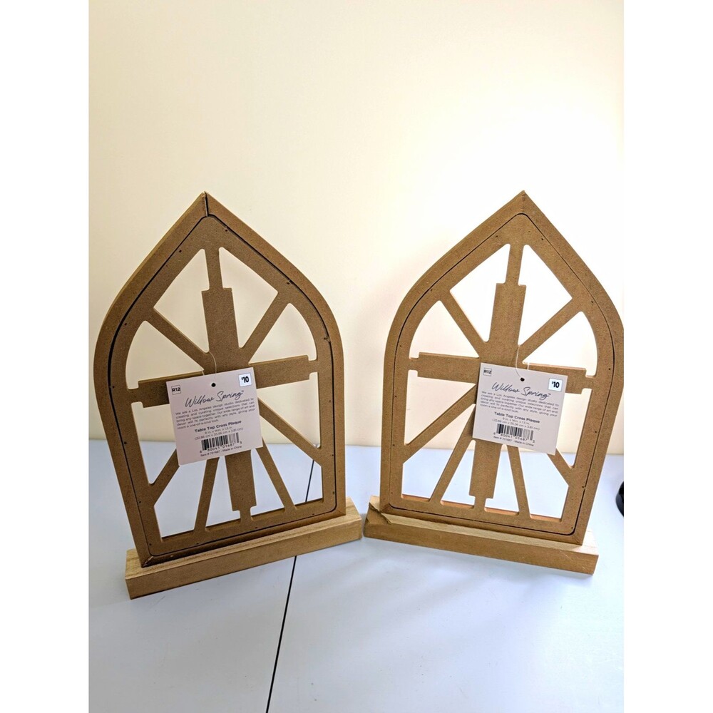 Wood Christian Cross Tabletop Decor Display Stand for Christianity Home Display